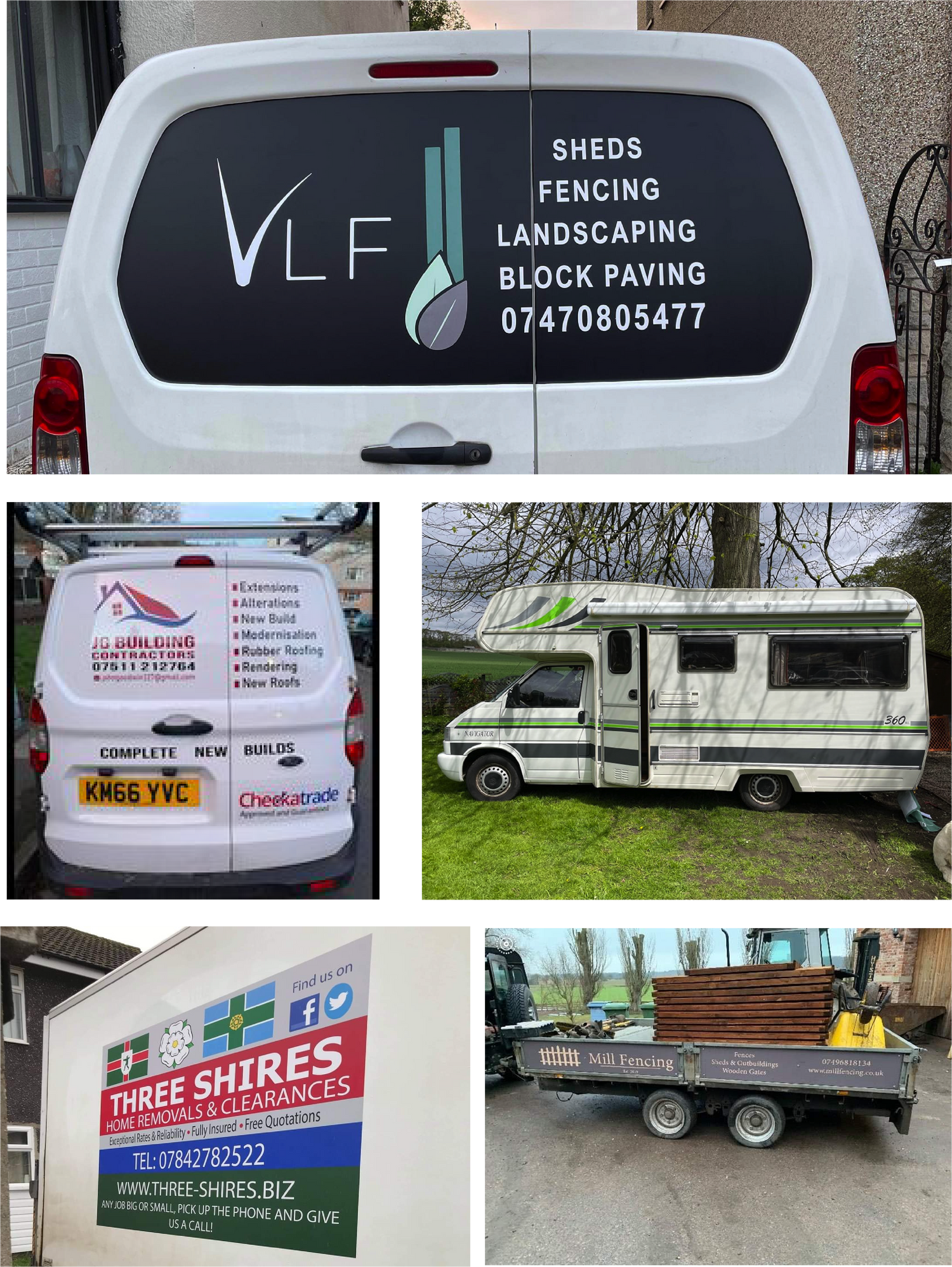 collage of vehicle and trailer graphics