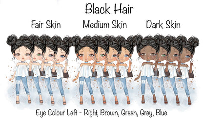 Personalised Fashion Girl - Black Hair