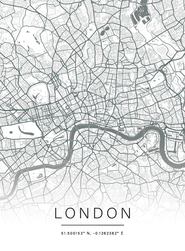 London Monochrome Map print