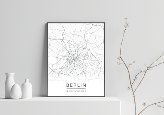 Berlin Monochrome Map Print