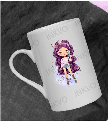 Personalised China Mug with cute purple haired character girl