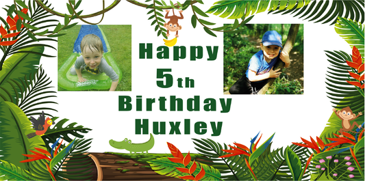Personalised Jungle themed Birthday PVC Banner