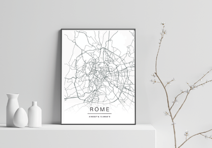 Rome Monochrome Map print