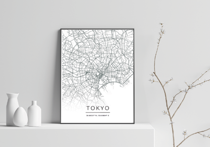 Tokyo Monochrome Map print