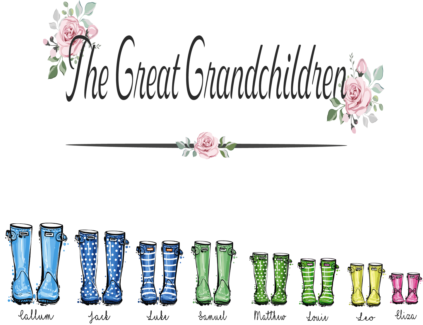 Personalised welly boot family print